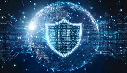 global internet security concept with binary code