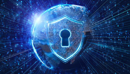 global internet security concept with binary code