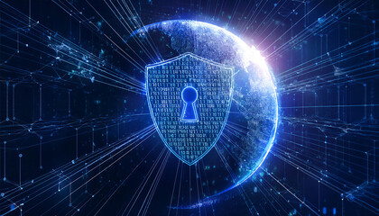 global internet security concept with binary code