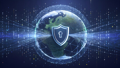 global internet security concept with binary code