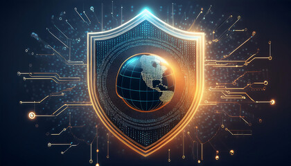 global internet security concept with binary code
