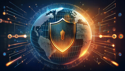 global internet security concept with binary code