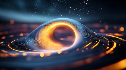 Wall Mural - swirling metallic tunnel with soft orange glow