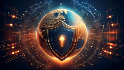 global internet security concept with binary code
