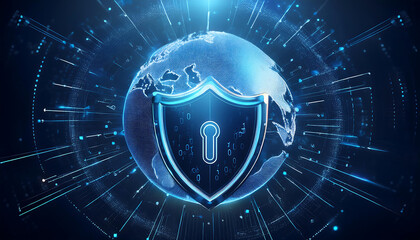 global internet security concept with binary code