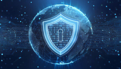 global internet security concept with binary code