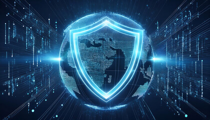 global internet security concept with binary code