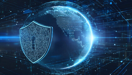 global internet security concept with binary code