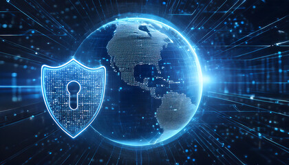 global internet security concept with binary code