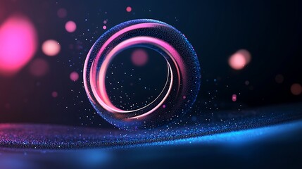 Wall Mural - abstract circular particle tunnel technology background