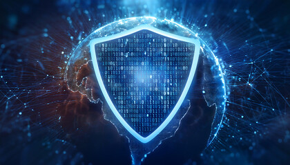 global internet security concept with binary code