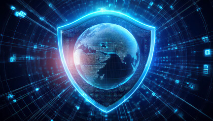 global internet security concept with binary code
