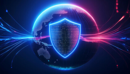 global internet security concept with binary code
