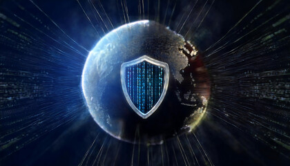 global internet security concept with binary code