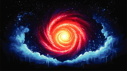 Wall Mural - mesmerizing vector image of vibrant swirling red and yellow galaxy with intricate cosmic clouds and 