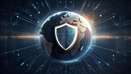 global internet security concept with binary code