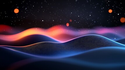 Wall Mural - abstract purple blue neon wave grid background