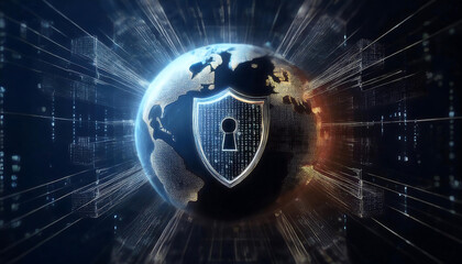 global internet security concept with binary code
