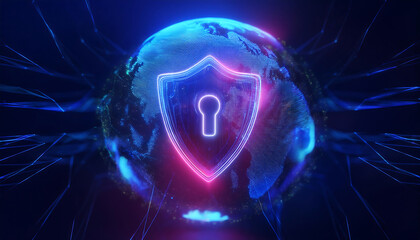 global internet security concept with binary code