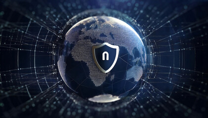 global internet security concept with binary code