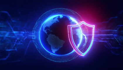 global internet security concept with binary code