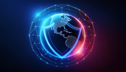 global internet security concept with binary code