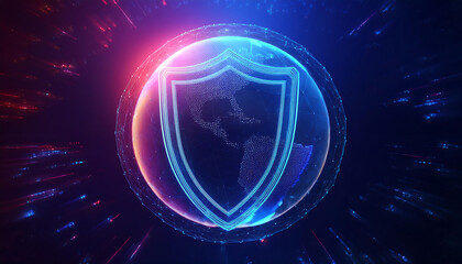 global internet security concept with binary code