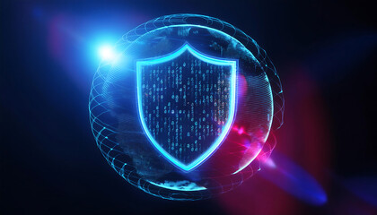 global internet security concept with binary code