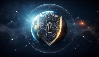 global internet security concept with binary code