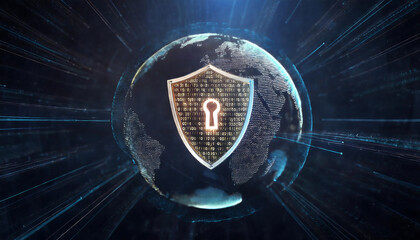 global internet security concept with binary code