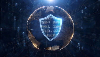 global internet security concept with binary code