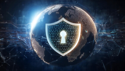 global internet security concept with binary code