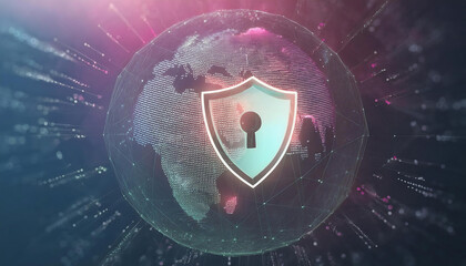 global internet security concept with binary code