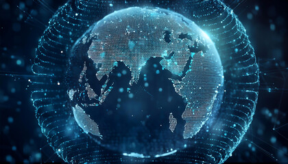 global internet security concept with binary code
