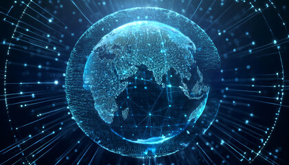 global internet security concept with binary code
