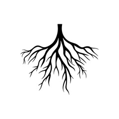 Tree roots silhouette vector flat illustration design.