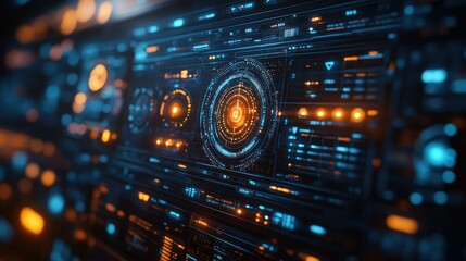 Futuristic Tech Interface:  Digital Dashboard Design