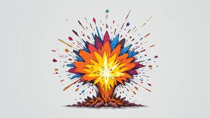 Wall Mural - colorful explosion burst illustration with vibrant energy and dynamic motion elements on gray backgr