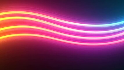 Wall Mural - looping animation colorful neon circuit pattern with glowing curves and gradient background reflecti