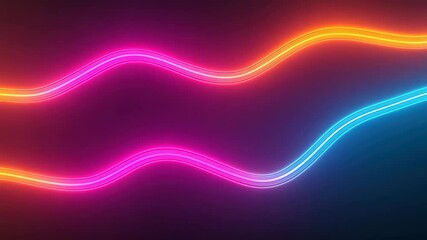Wall Mural - looping animation vibrant neon circuit illustration with colorful glow featuring abstract wave patte