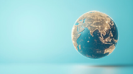 Wall Mural - global illuminated: a vibrant digital rendering showcases a glowing earth suspended against a captiv