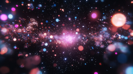 Wall Mural - celestial symphony: a captivating celestial scene, with a central galaxy emitting vibrant lights and