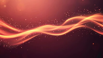 Wall Mural - looping animation abstract particle wave of glowing dots flowing across a dark background in warm to