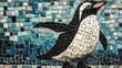 © Dragon - A mosaic depicts a penguin standing against a blue backdrop