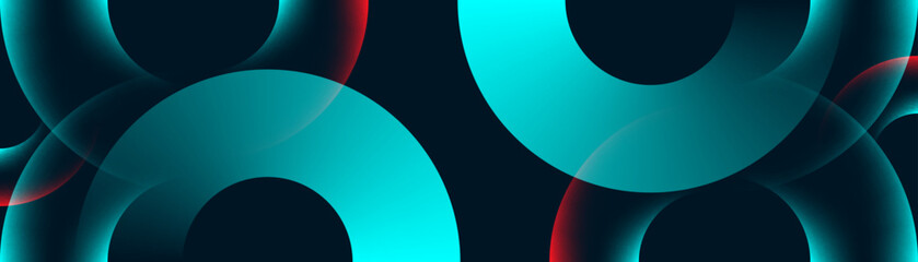 Wall Mural - shiny blue circle lines pattern glowing geometric on dark blue background