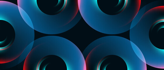 Wall Mural - modern shiny blue circle lines pattern glowing geometric on dark blue background for futuristic tech