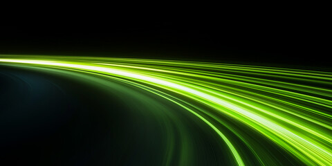 Wall Mural - green gradient speed light motion blur effect on black background,blank green speed lines for design