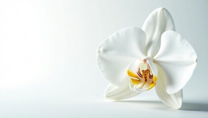 Wall Mural - delicate white orchid blossom, pristine petals against pure white , art, smooth, white