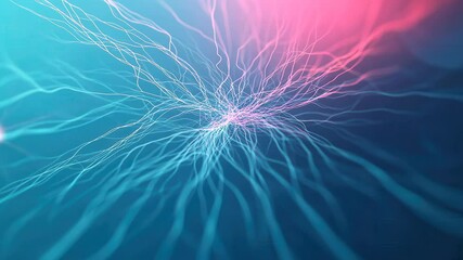 Wall Mural - looping animation abstract visualization of big data technology with vibrant blue and pink digital n