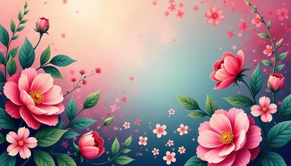 Wall Mural - continuous floral motif; soft color transitions , curvy, art
